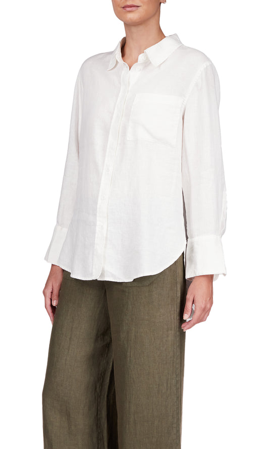 Relaxed Linen Button Down - White