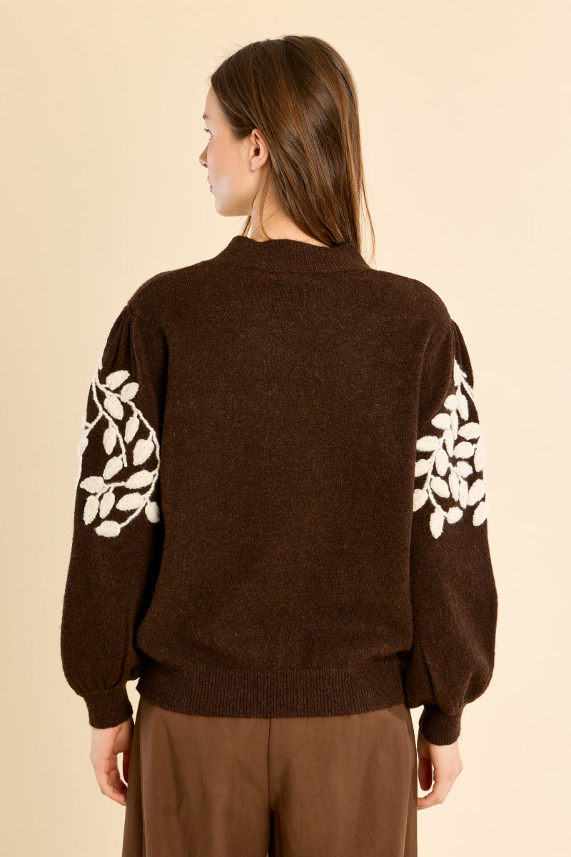 Chocolate Floral Sweater