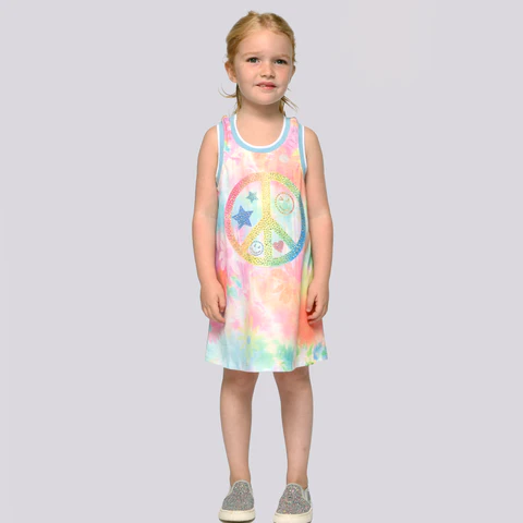 A-Line Dress w/Peace sign print