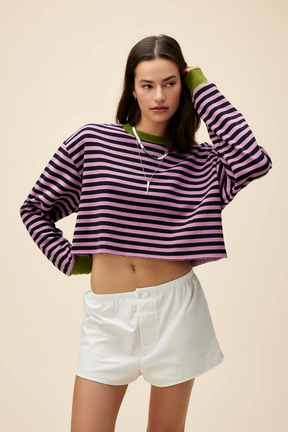 Lotus Flower Stripe Sweatshirt - Unique & Stylish Comfort