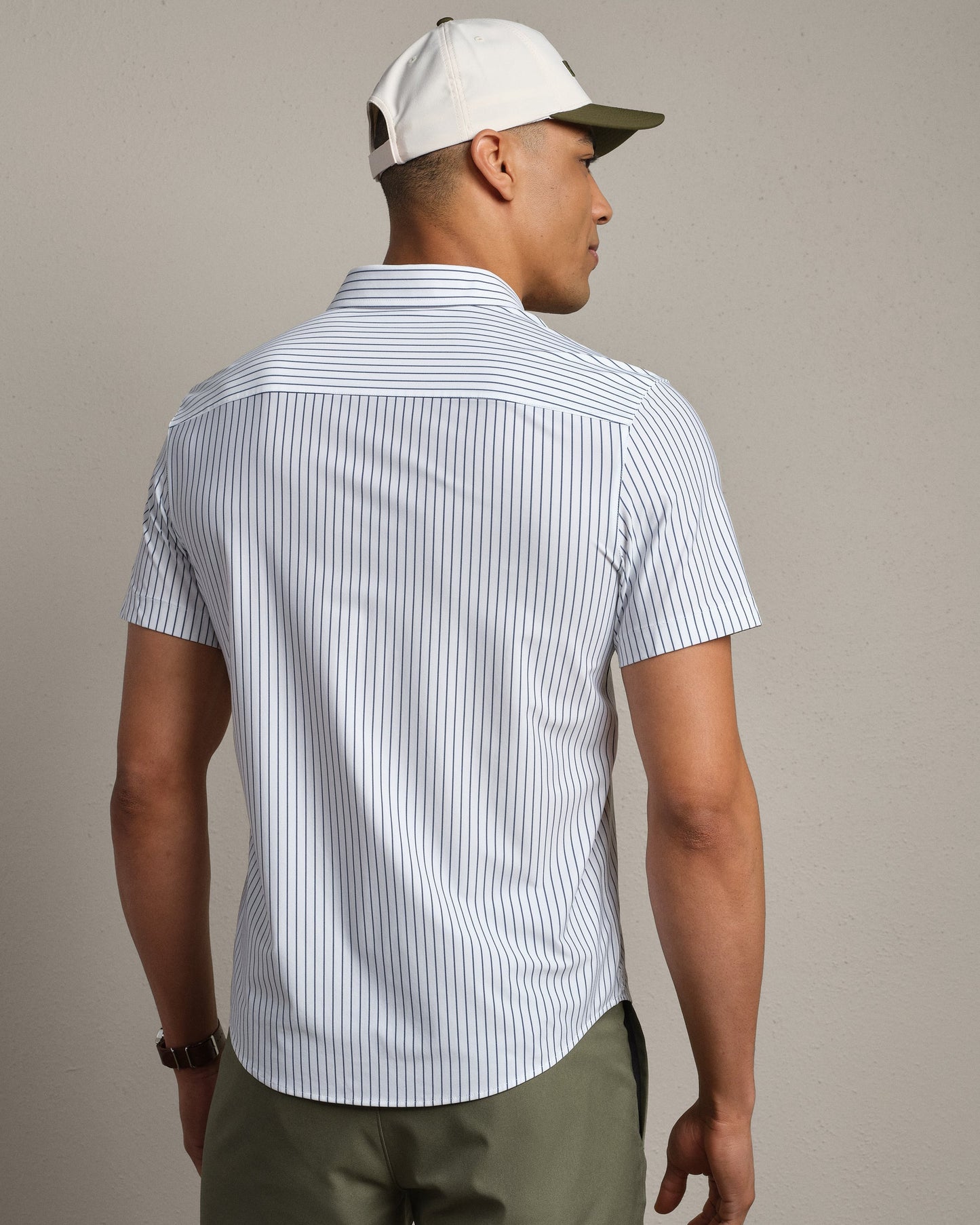 Commuter Short Sleeve Shirt - White / Navy Pinstripe