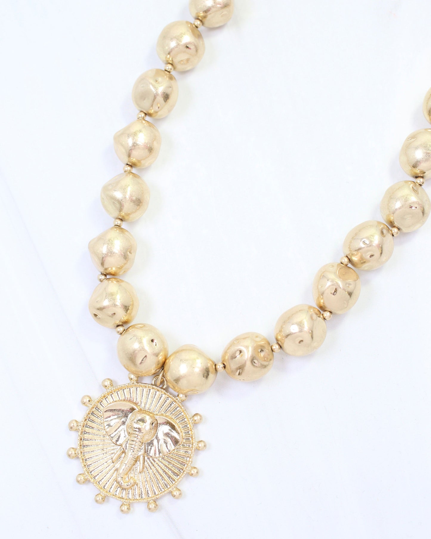 Carmen Beaded Coin Necklace - Elephant
