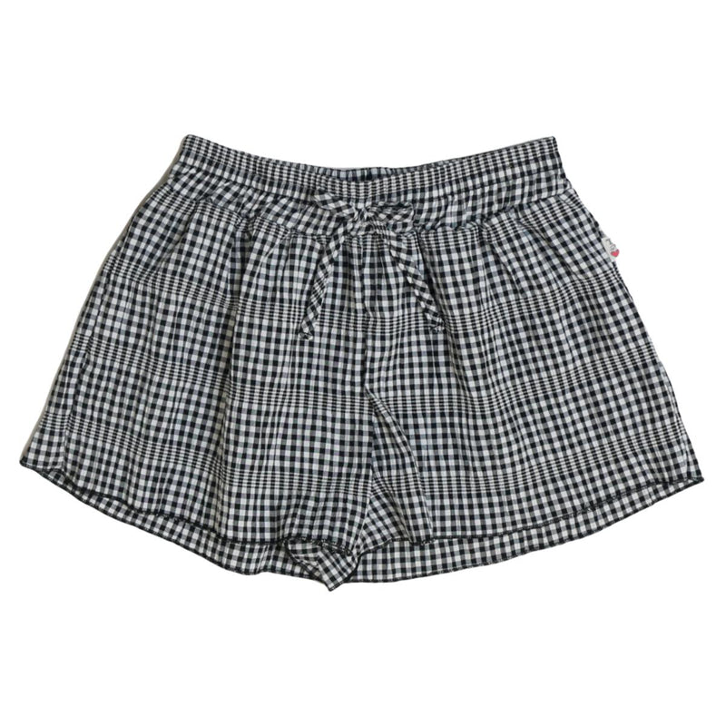 Black Check Drawstring Shorts