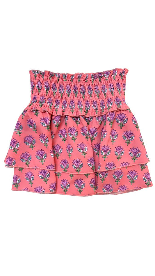 Scottie Skirt - Coral Block Print