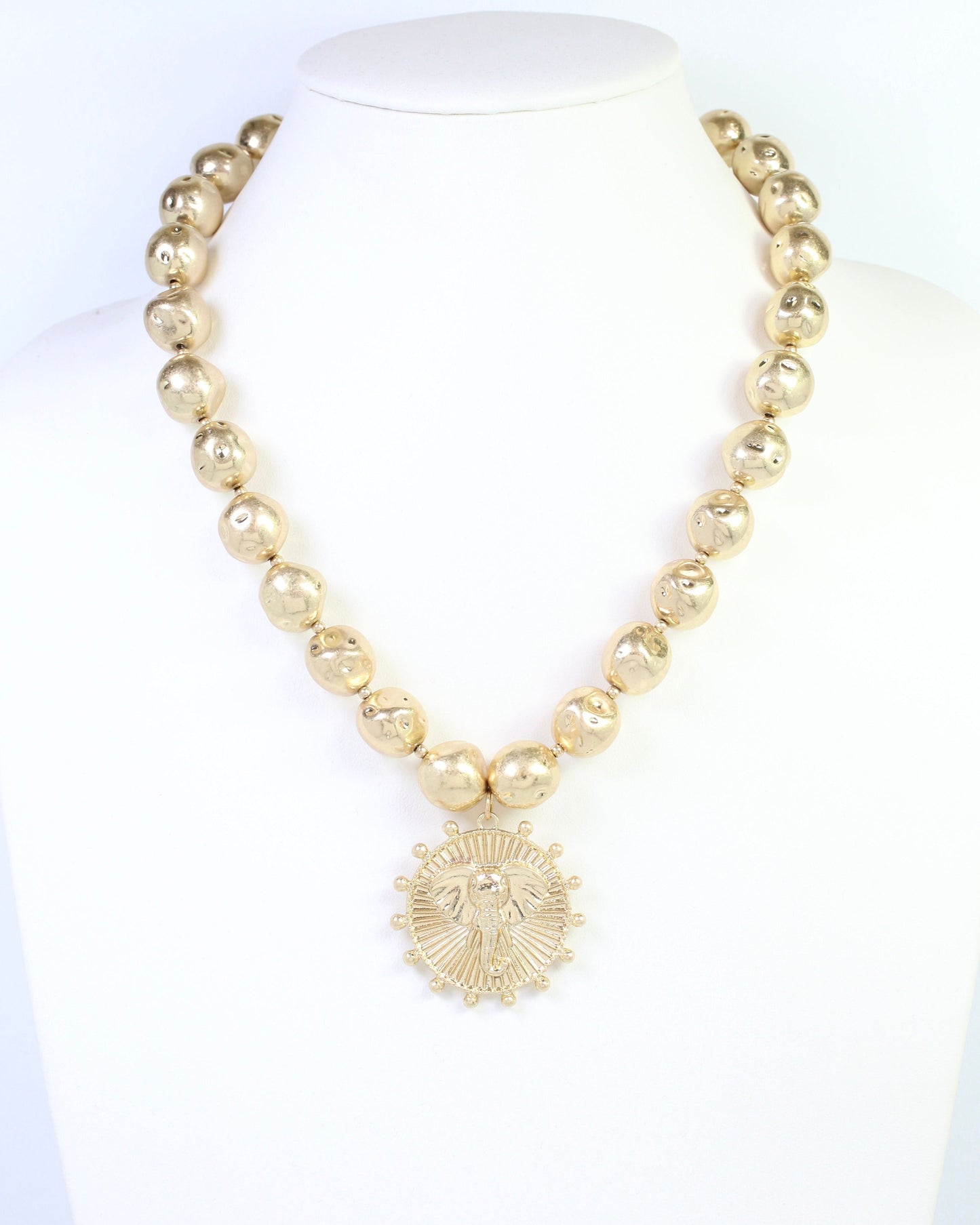 Carmen Beaded Coin Necklace - Elephant