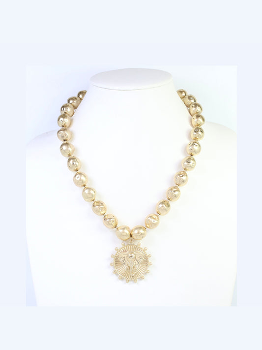 Carmen Beaded Coin Necklace - Elephant