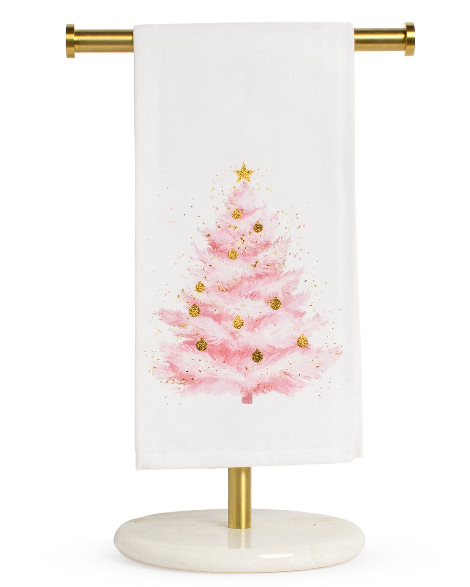 Charlotte Tree Hand Towel - White/Pink/Gold