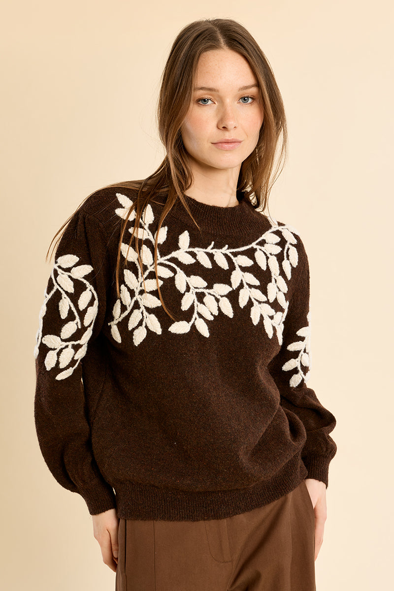Chocolate Floral Sweater