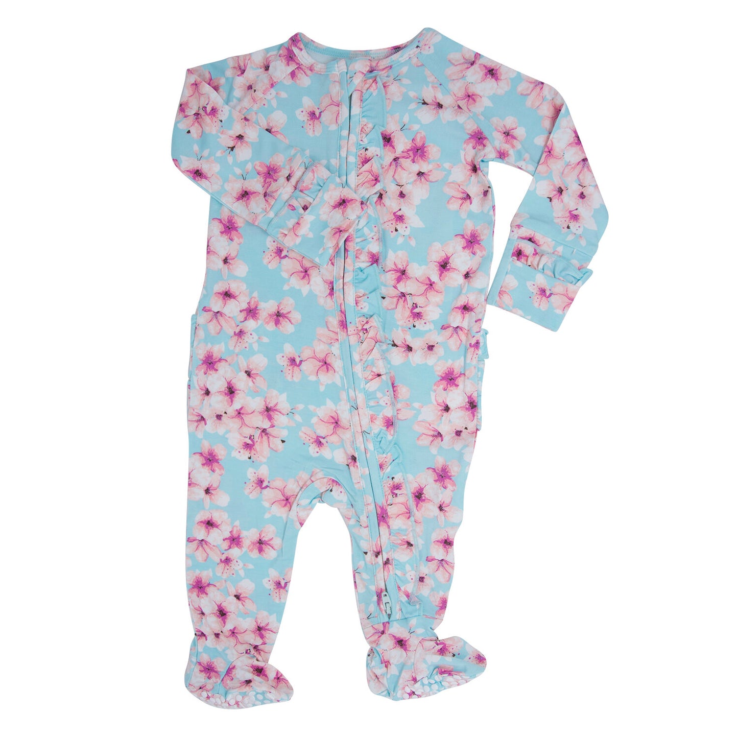 Cherry Blossoms Ruffle Footie Pajamas