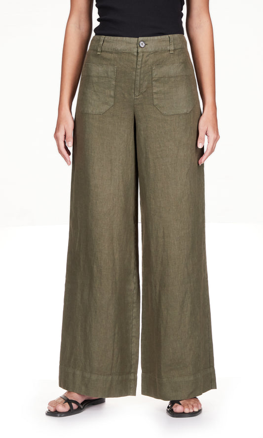 Linen Marine Wide Leg - Olive