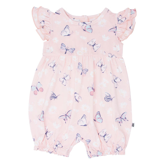 Butterfly Daisy Pink Ruffle Romper