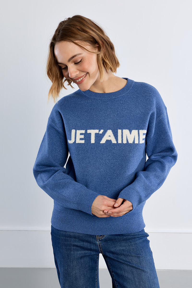 Je T'Aime Sweater - Denim Blue