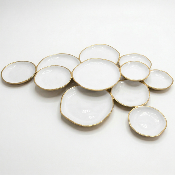 White Enamel Gold 11-Plate Cluster