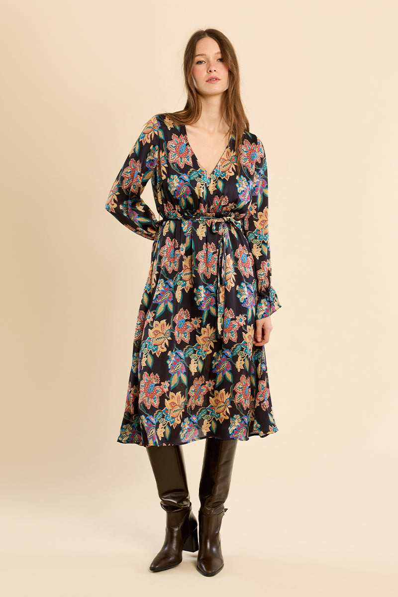Black Helene Midi Dress