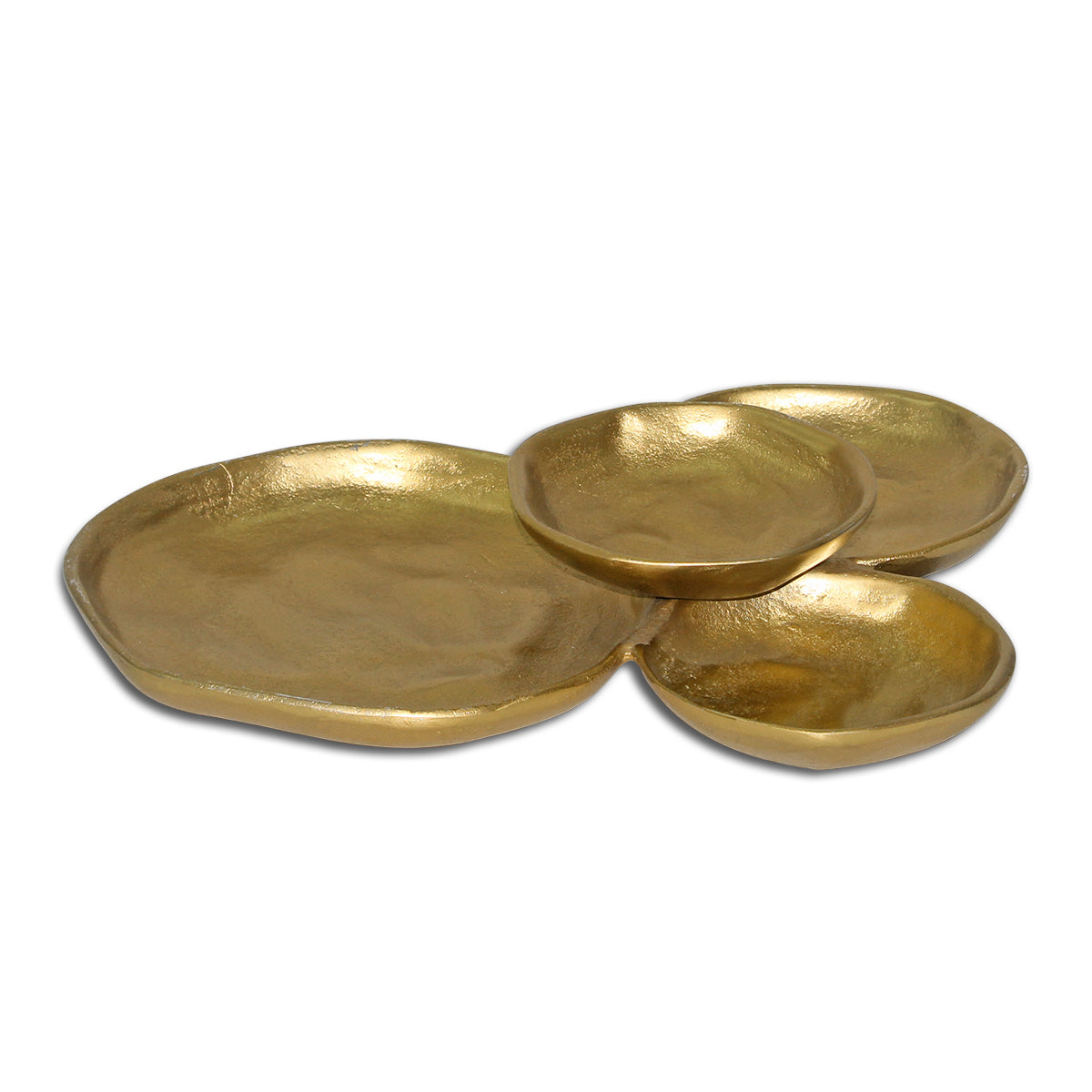 Four Plate Cluster Serving Tray - Gold
