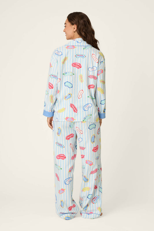 Out of Office Eyemask Print 3-Piece Flannel PJ Set