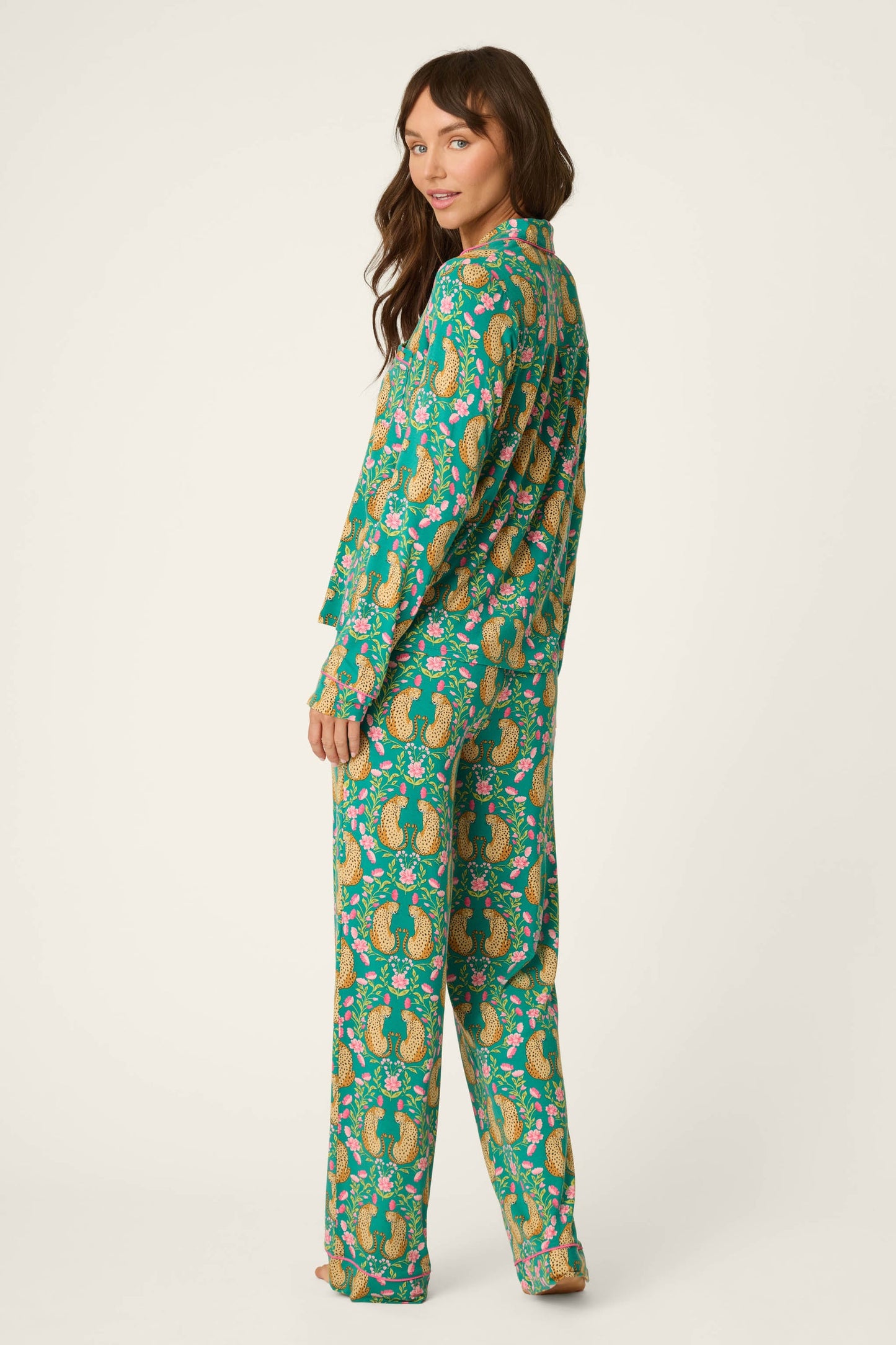 Cheetah Bonita Dreams Cheetah Print Long Sleeve PJ Set