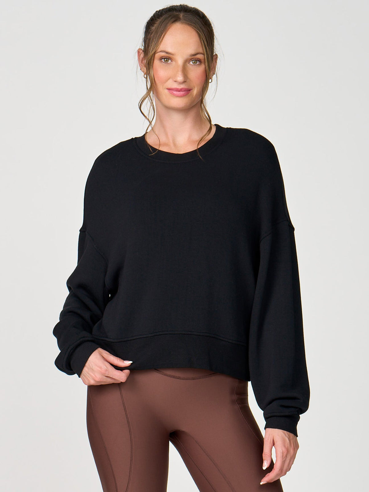 Oversize Crop Crew Neck - Black