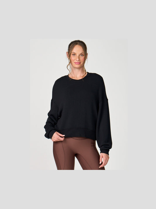 Oversize Crop Crew Neck - Black