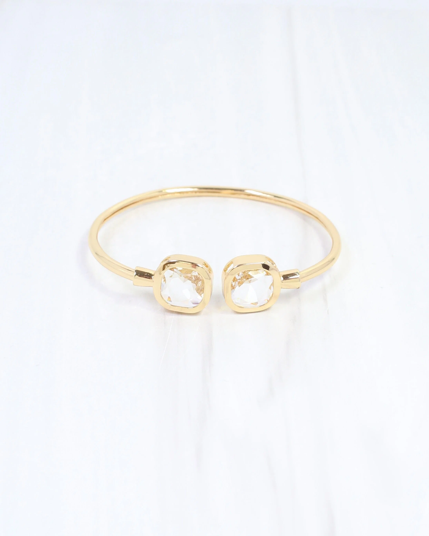 Kira Square Crystal Cuff Bracelet - Clear