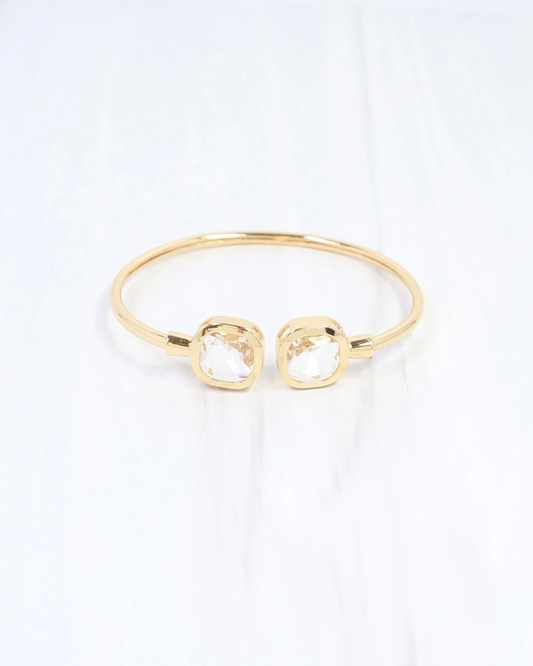 Kira Square Crystal Cuff Bracelet - Clear