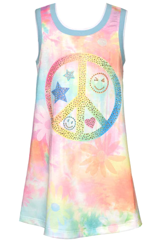 A-Line Dress w/Peace sign print