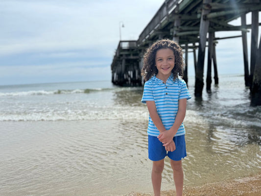 Senne Aqua Stripe Hooded Top