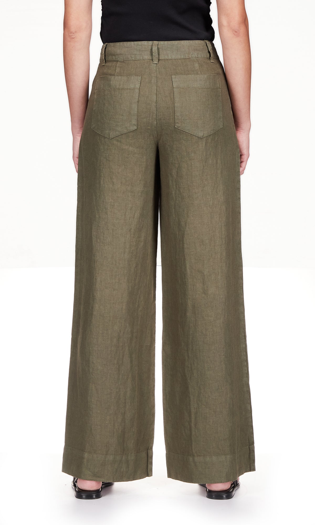 Linen Marine Wide Leg - Olive