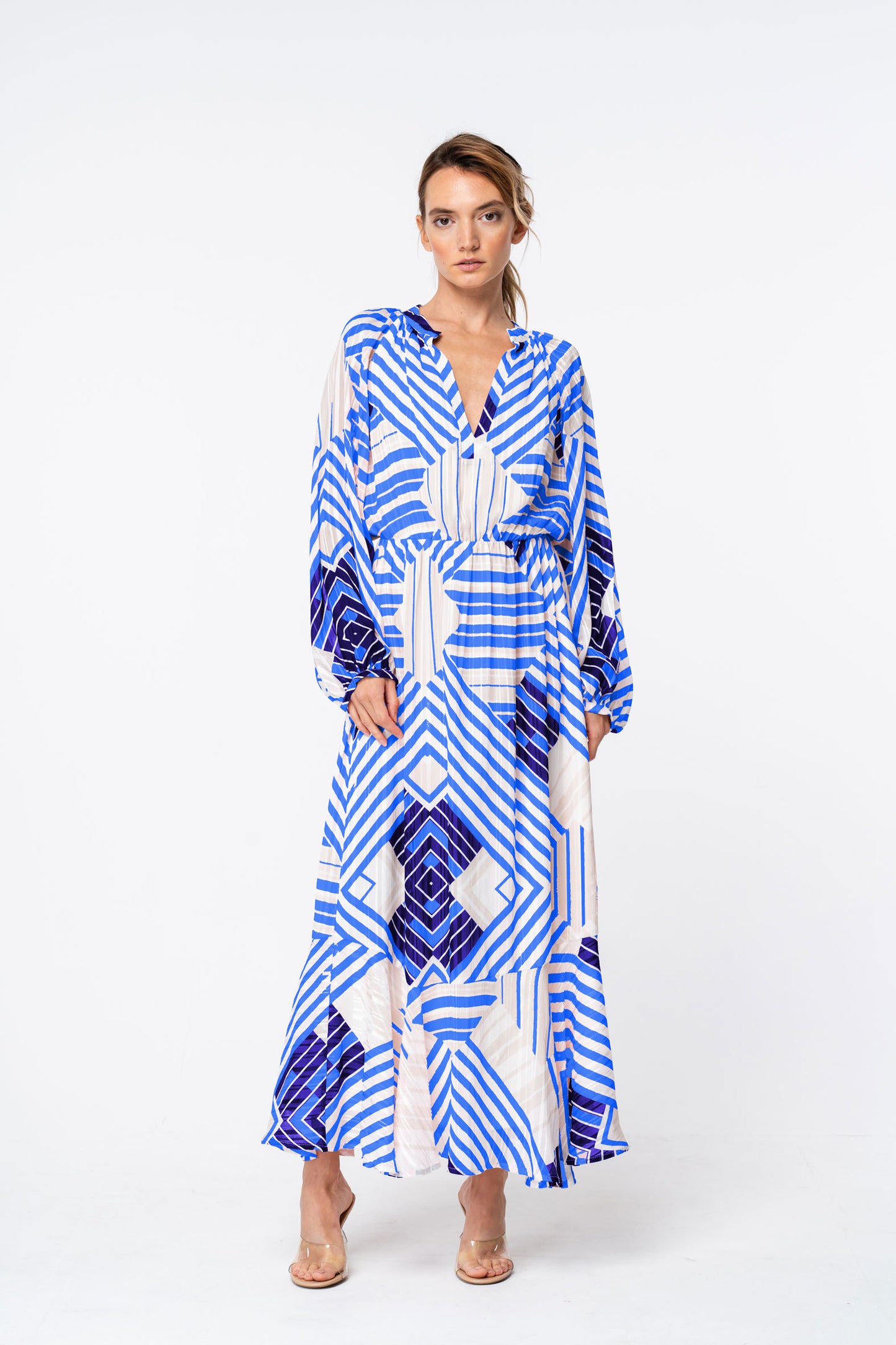 Gaeley Abstract Stripe Midi Dress