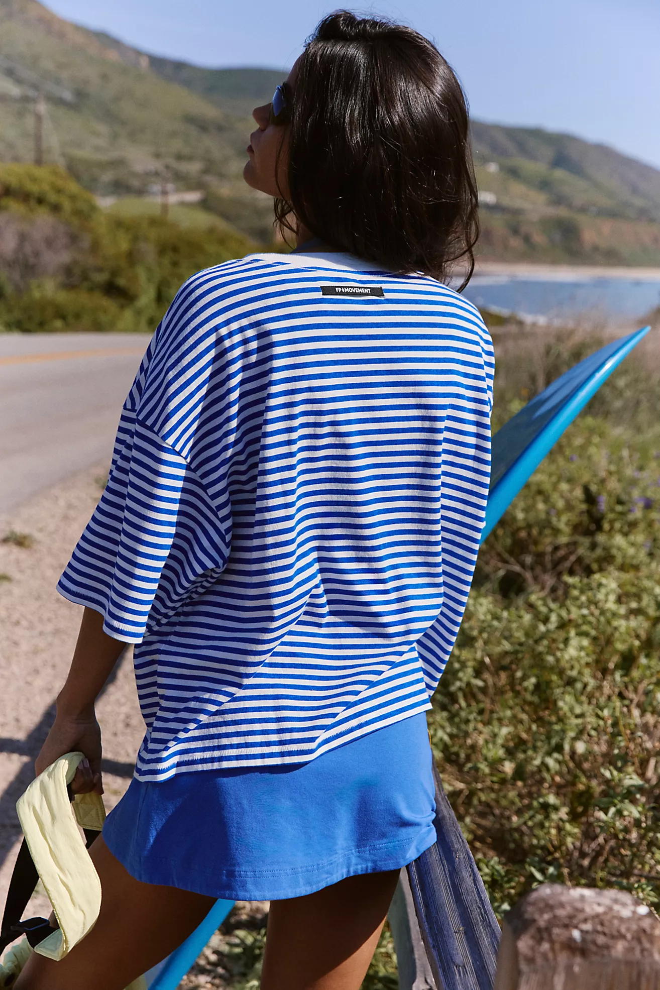 Striped Tackled Tee - Electric Cobalt