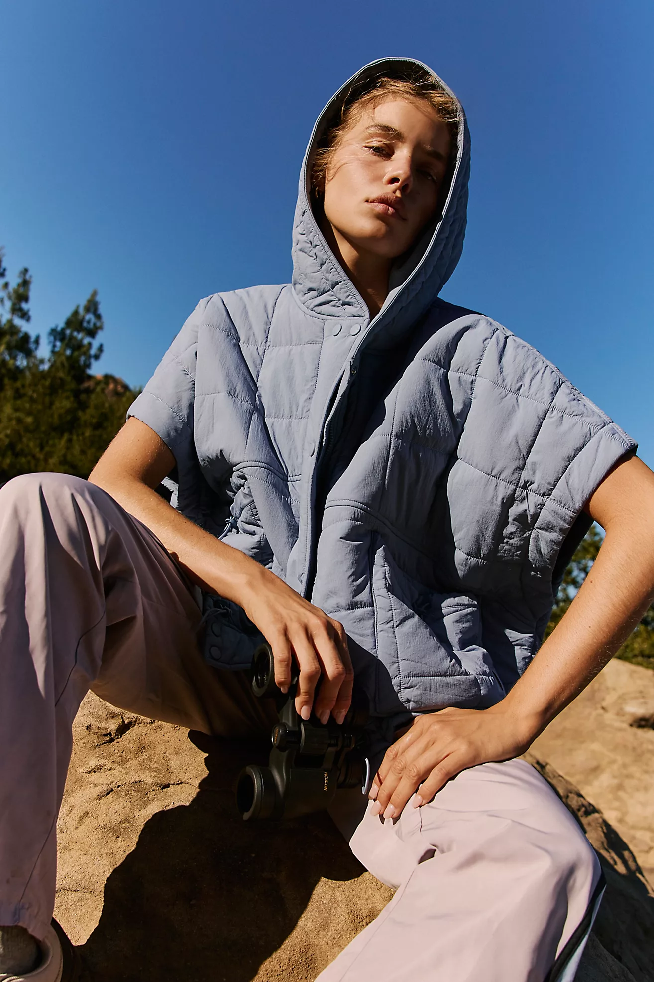 Happy Trails Poncho - Blue/Grey