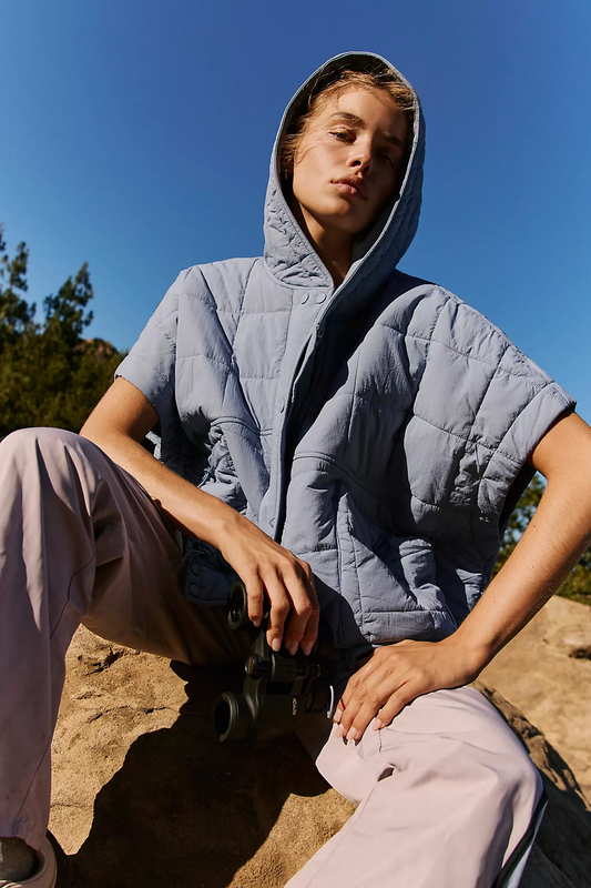 Happy Trails Poncho - Blue/Grey