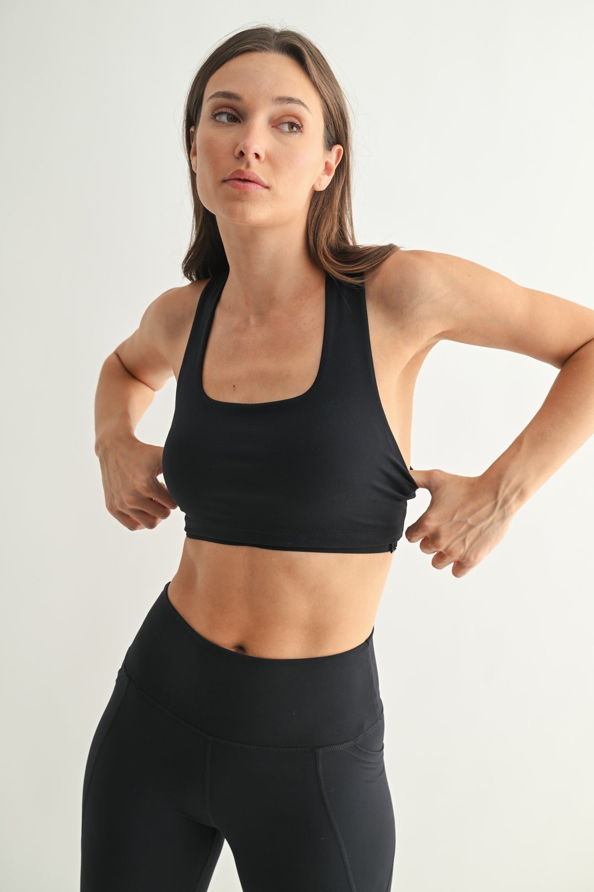 Venice Cloud Light Square Neck Sports Bra - Black