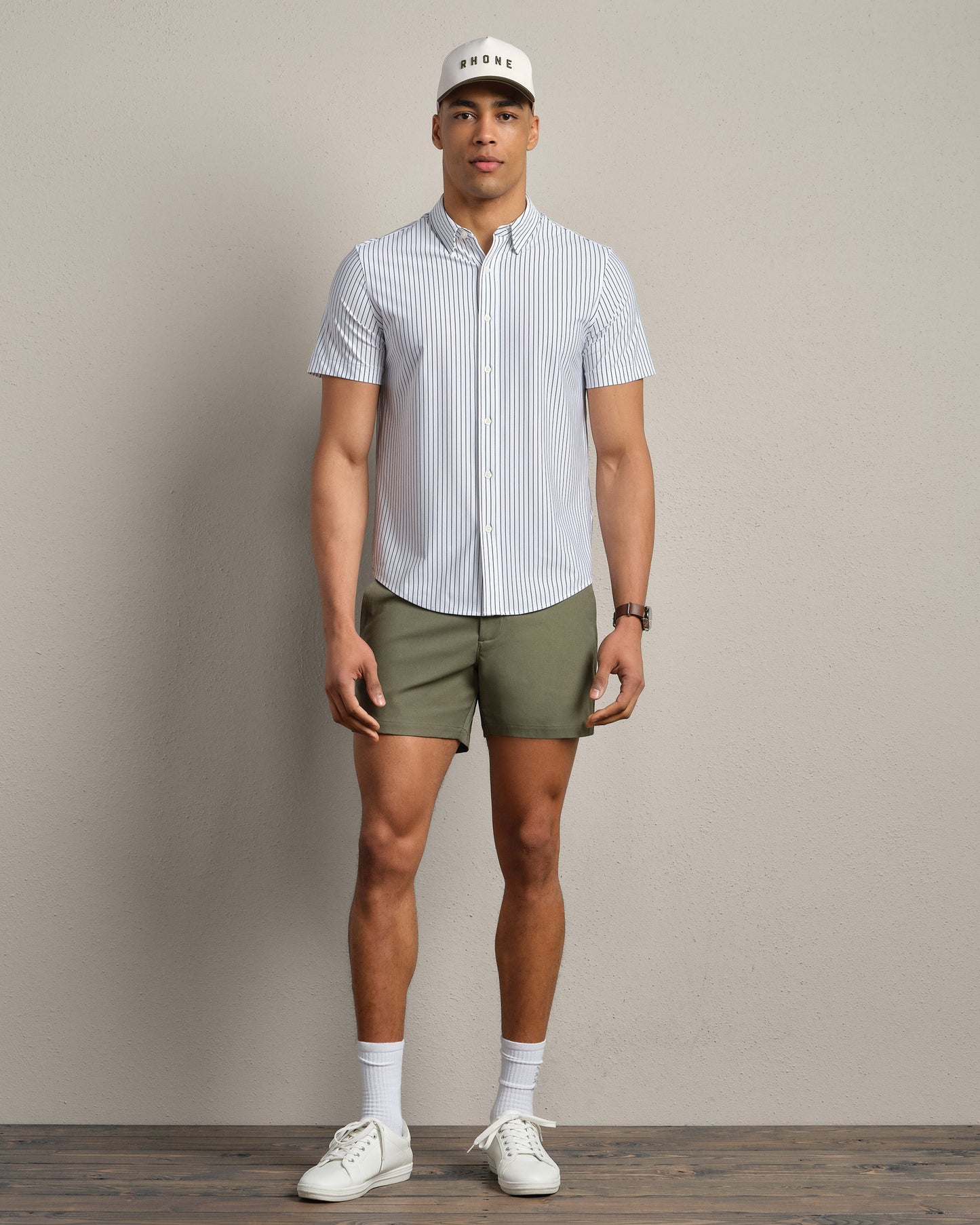 Commuter Short Sleeve Shirt - White / Navy Pinstripe