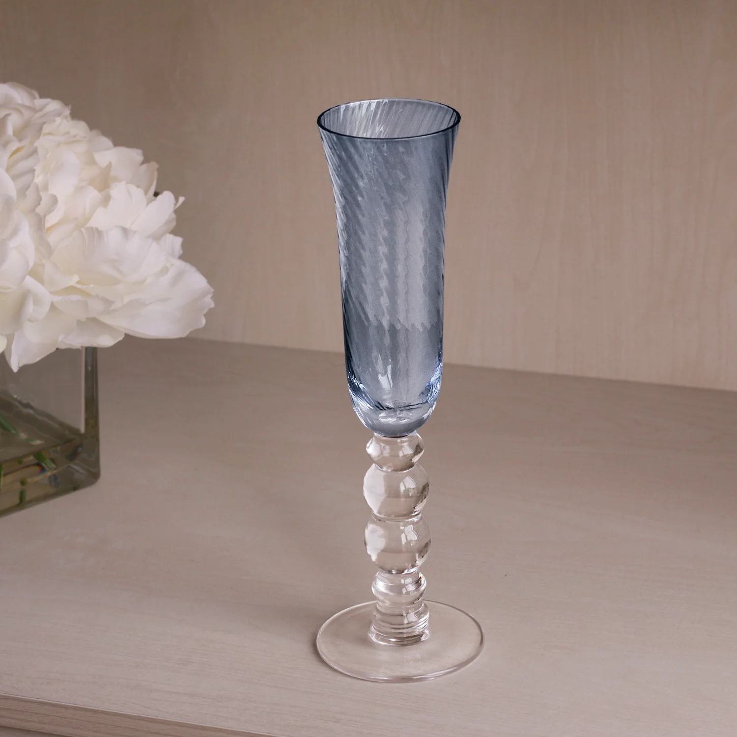 Blue French Swirl Champagne Flutes