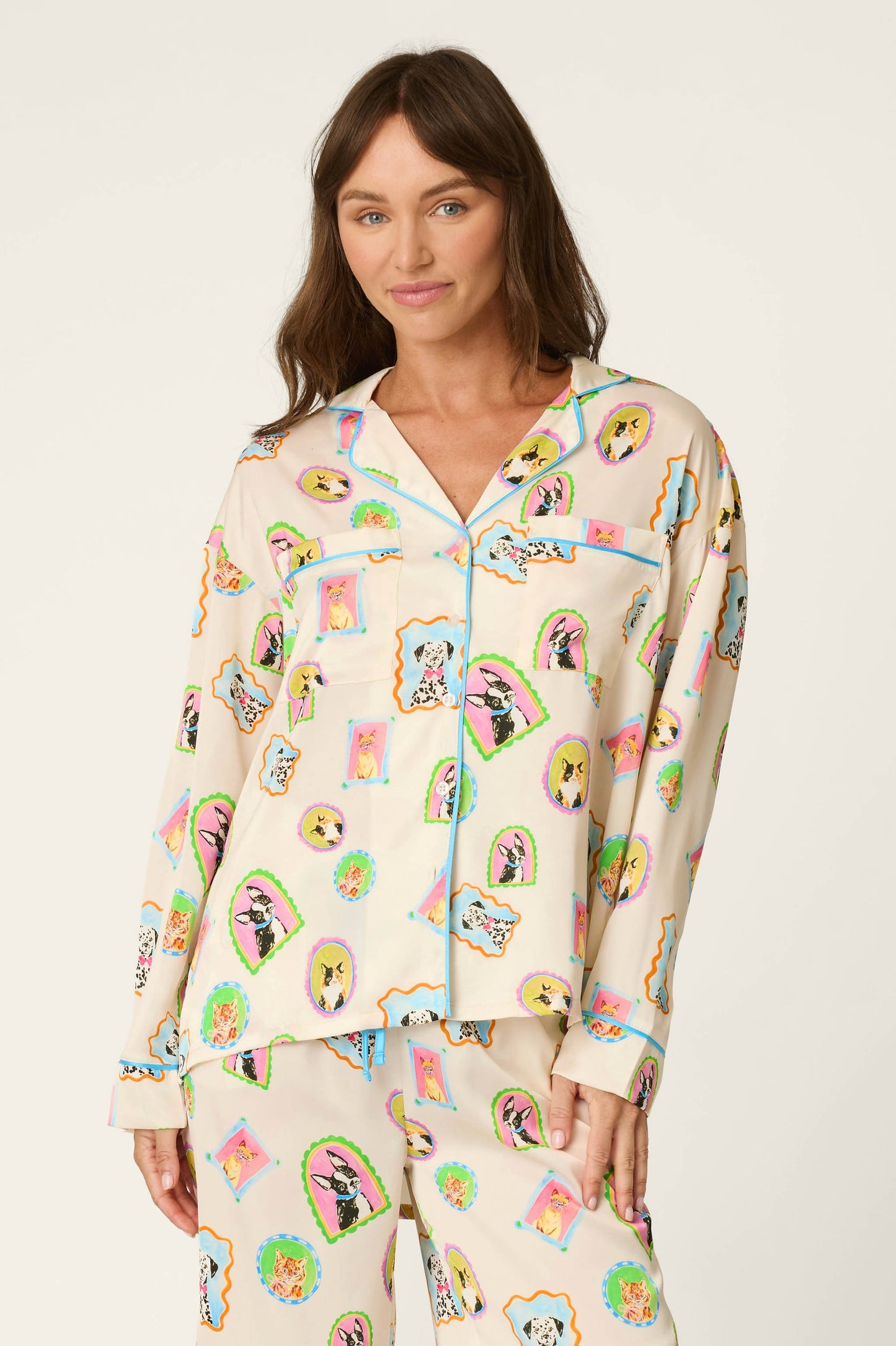 Picture Purrfect Pet Portrait Satin Pajama Top