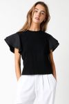 Black Flutter Sleeve Top