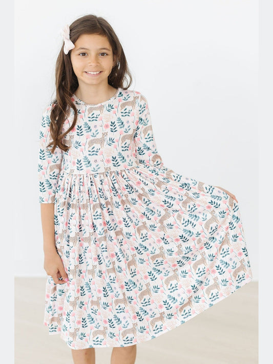 3/4 Sleeve Pocket Twirl Dress - Cheetah Girl