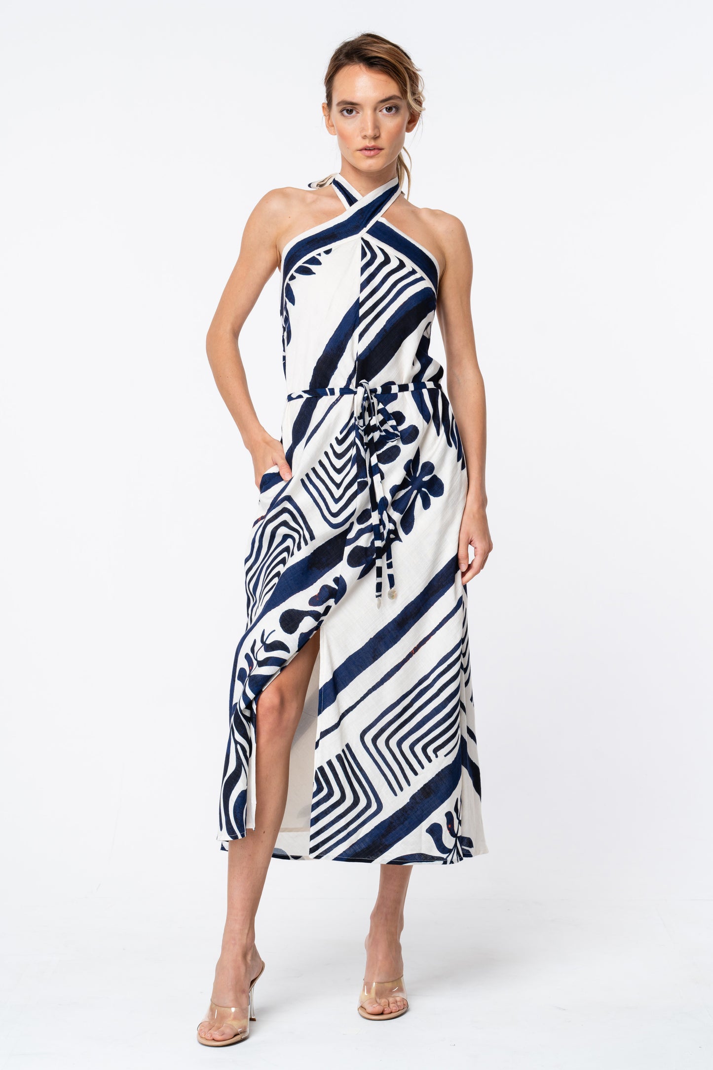 Brynlee Printed Halter Maxi Dress