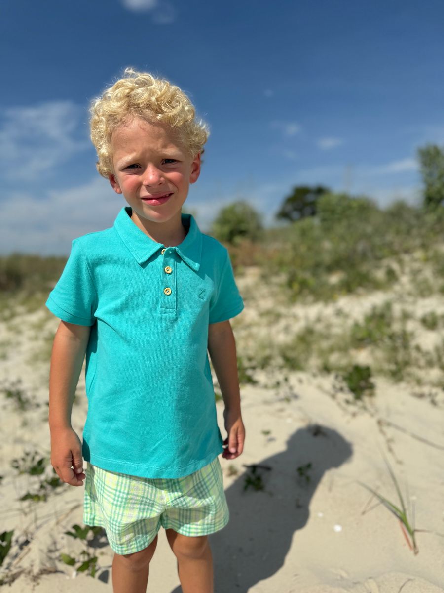 Shipping Aqua Pique Polo