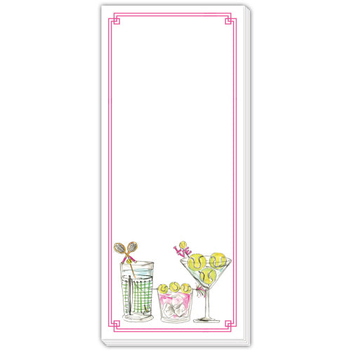 Tennis Cocktails Skinny Notepad