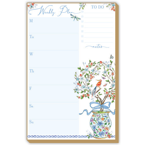 Blue Enchanted Garden Weekly Planner Notepad