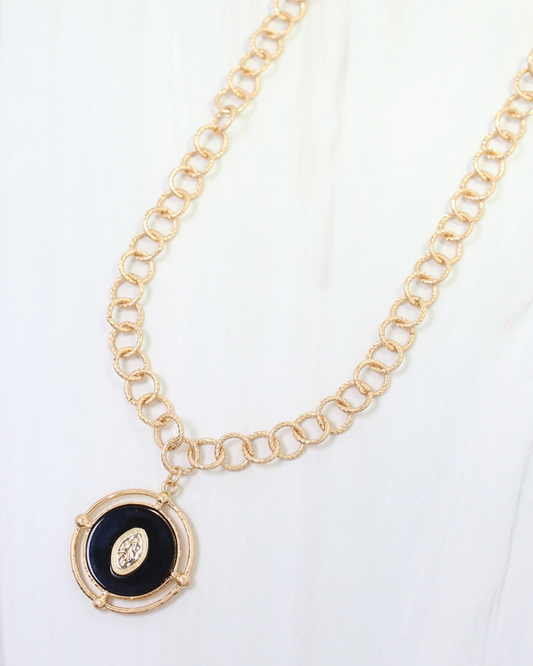 Moree Circle Pendant Necklace - Black
