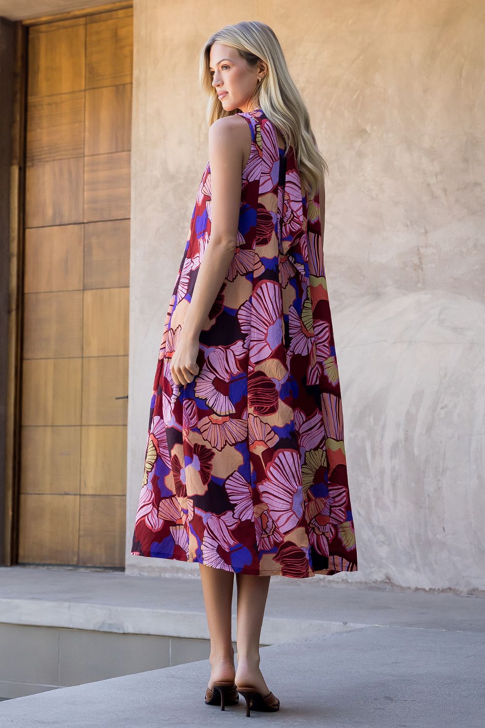 Fall Sleeveless Floral Print Dress