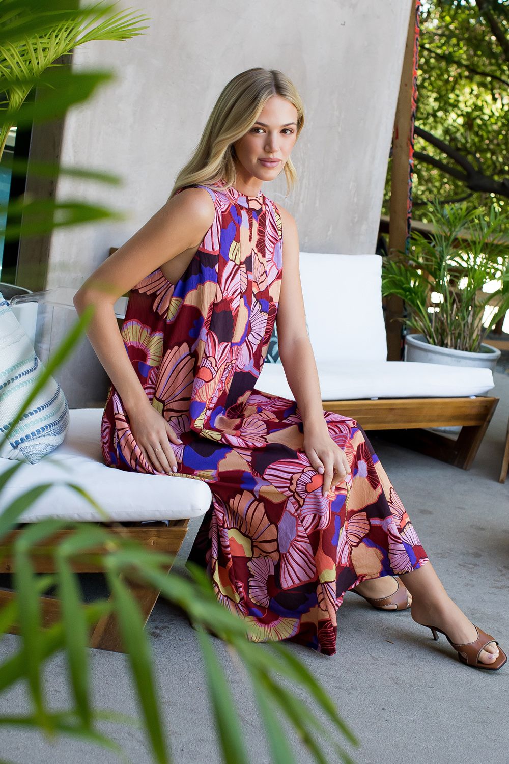 Fall Sleeveless Floral Print Dress