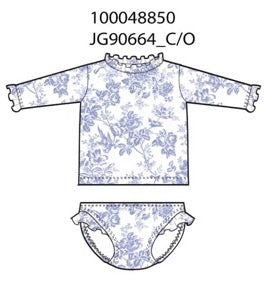 Lavender Toile Rash Guard Set