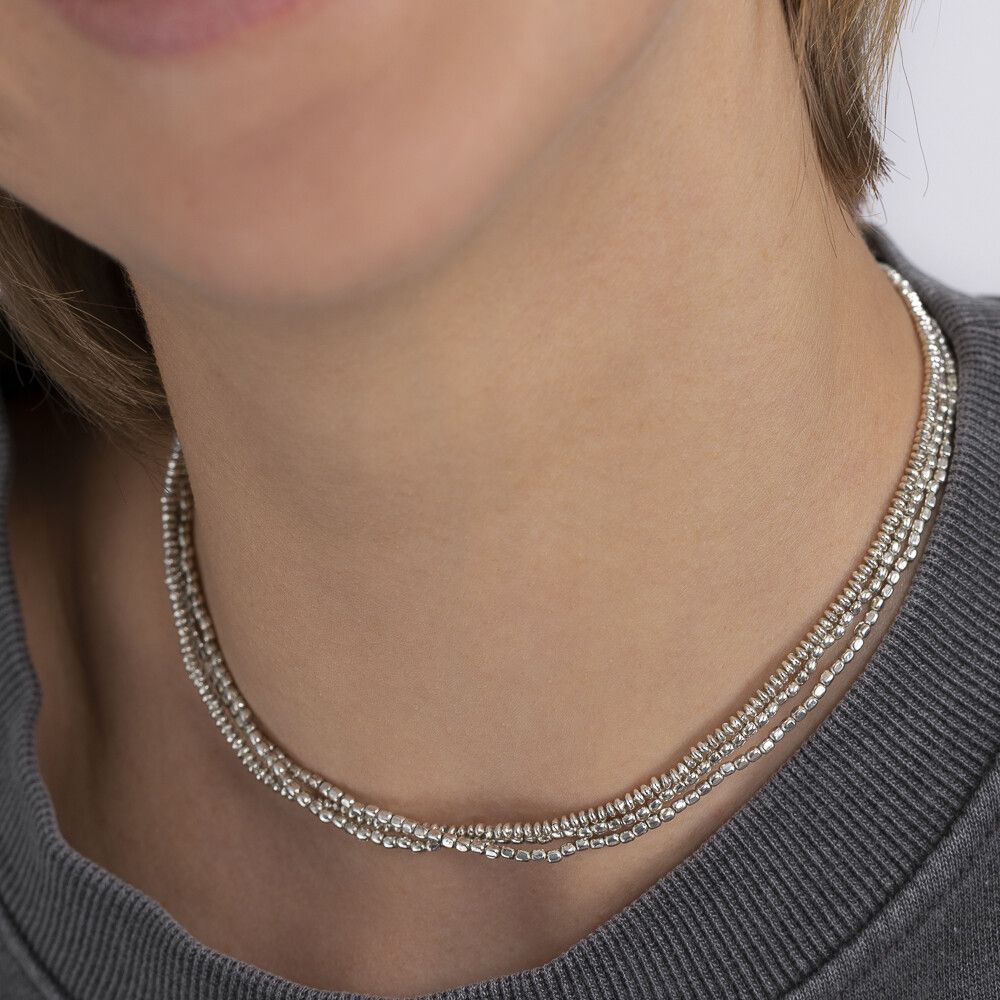 3 Wire Nugget Choker Necklace - Modern & Chic