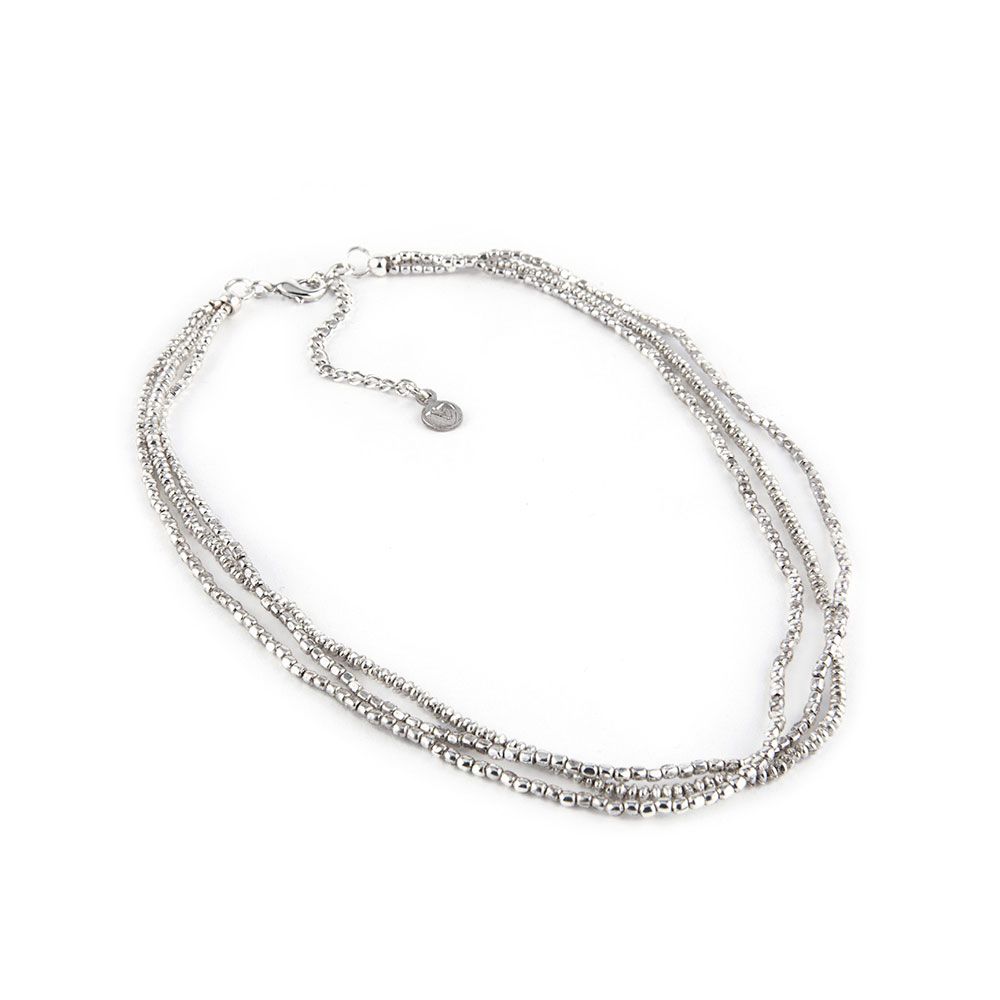 3 Wire Nugget Choker Necklace - Modern & Chic