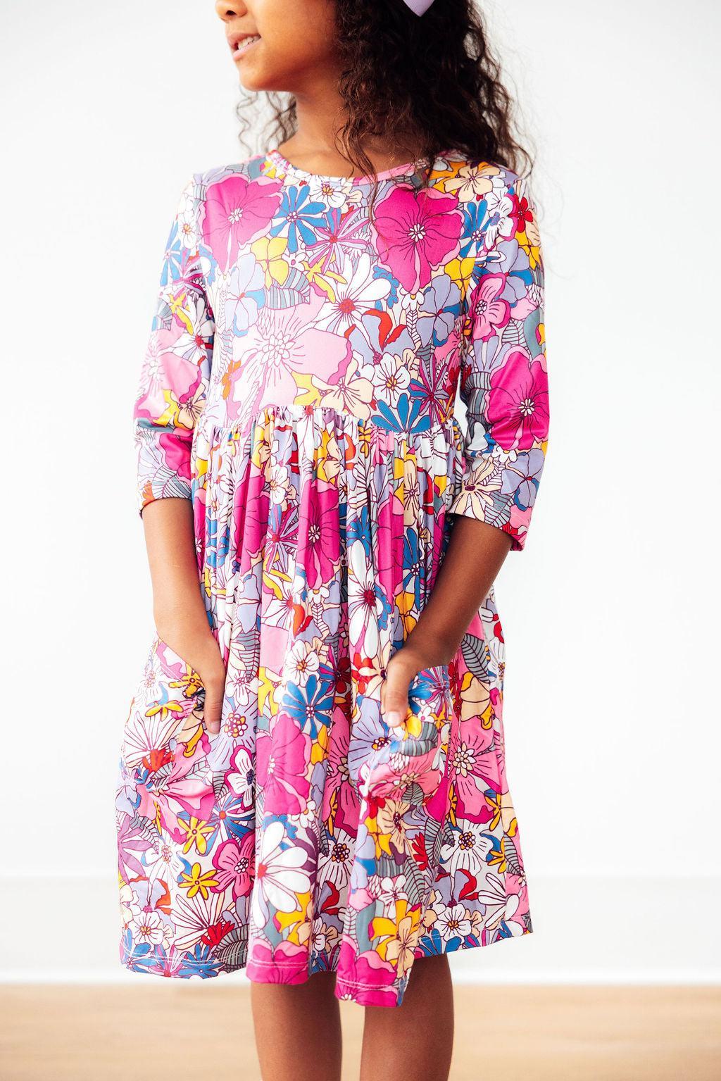 What's Up Buttercup 3/4 Sleeve Pocket Twirl Dress