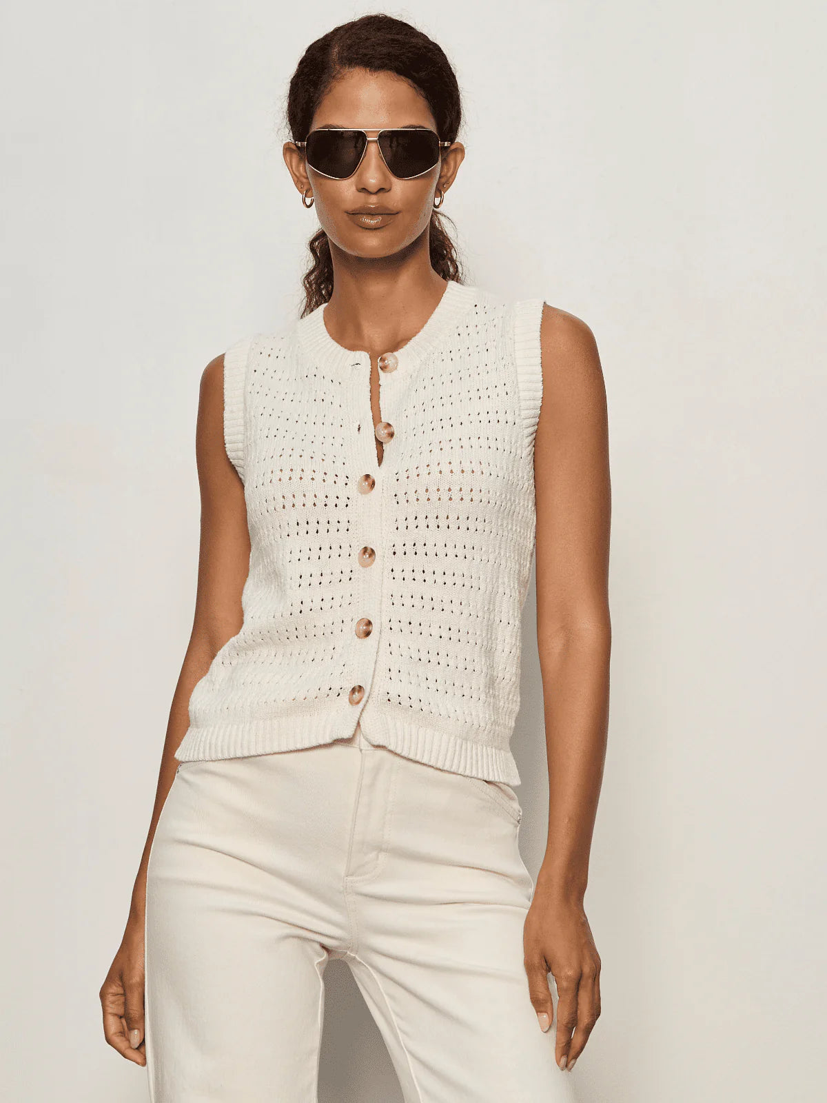 Pointelle Shell - Ivory